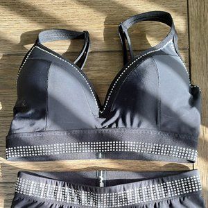 Black Rhinestone Embellished Crop Top